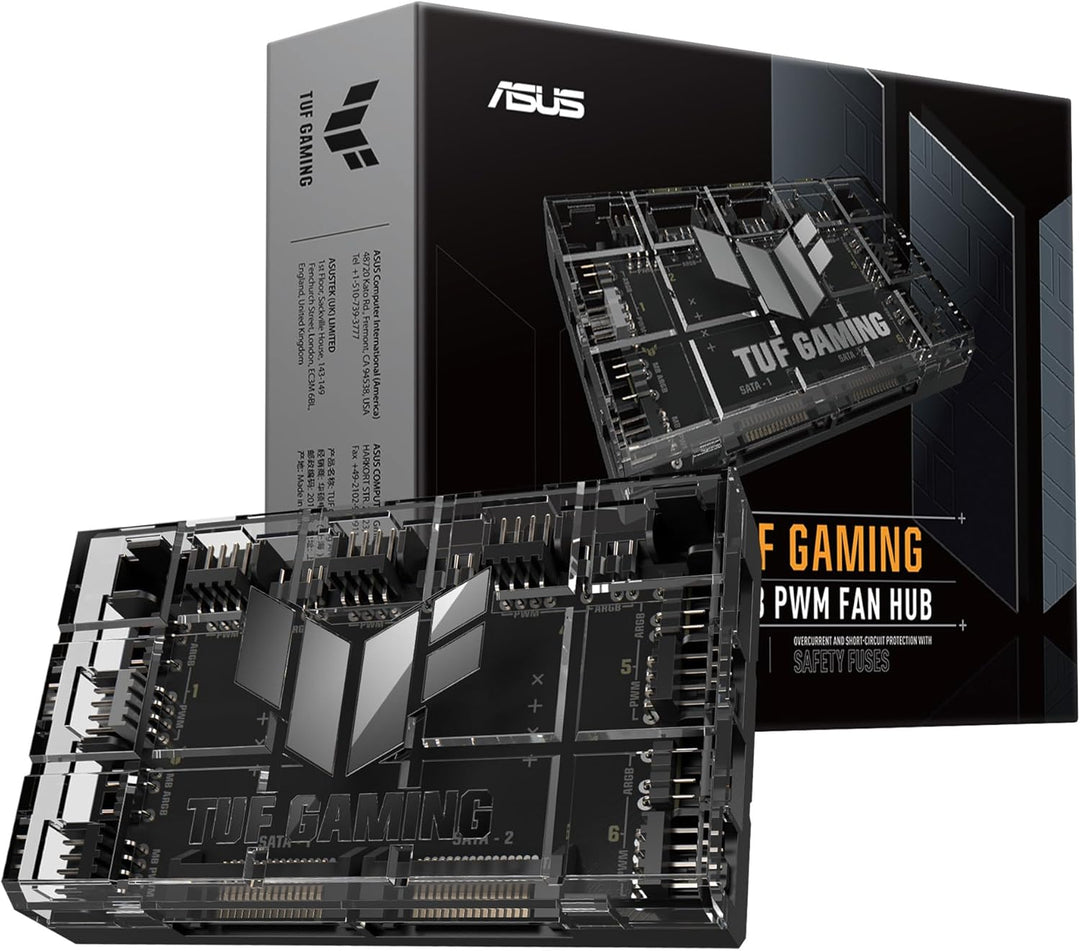 ASUS TUF Gaming ARGB PWM Lüfter Hub (6x Ports für PWM Gehäuselüfter und ARGB-Steuerung, 2x SATA-Stro