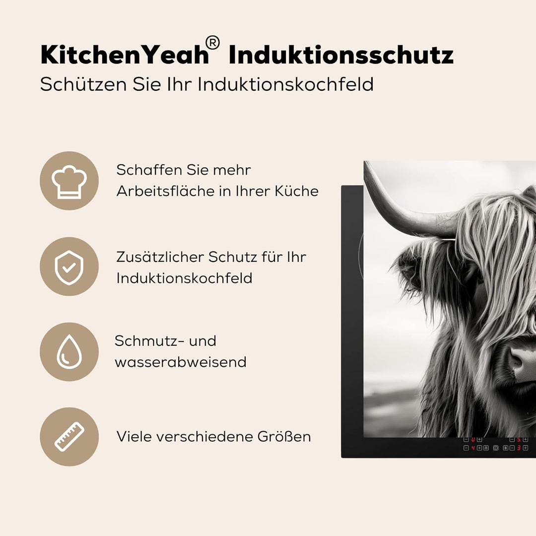 KitchenYeah© Herdabdeckplatte 59x51 cm Einteilig Ceranfeld Abdeckplatte für Induktionsschutz Ceranfe