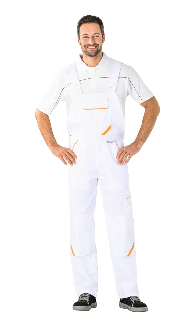 Planam Highline Herren Latzhose reinweiss gelb Modell 2337 Grösse 50 reinweiss/gelb 50, reinweiss/ge