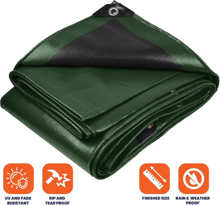 Tarpco Safety Abdeckplane Gewebeplane(245 g/m2 |12′ X 20′ | 3.65m X 6.1m| Grün/Schwarz) 14 Mil PE Sc