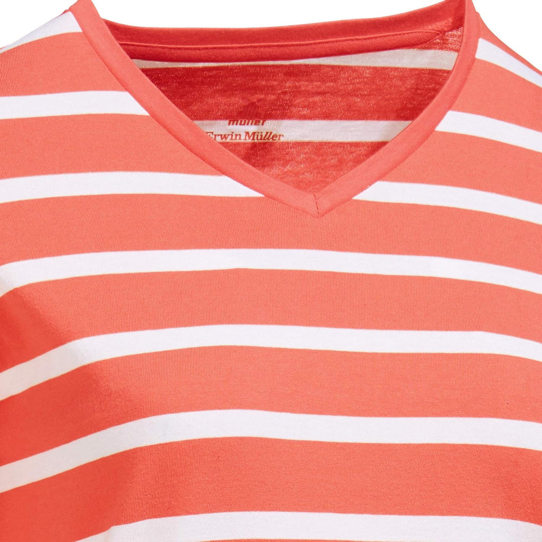 Erwin Müller Damen-Schlafanzug Single-Jersey Mandarine/Weiss 36, Mandarine/Weiß 36