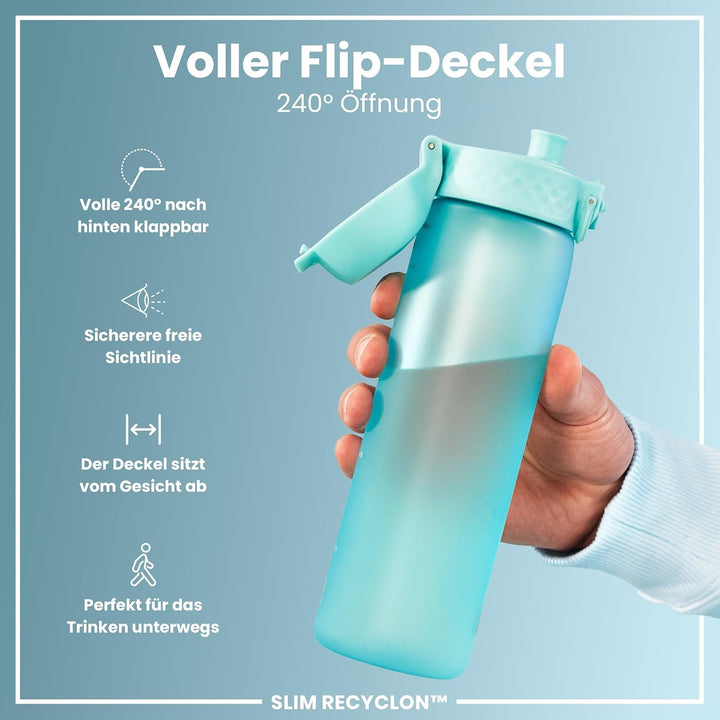 ion8 Trinkflasche, 500 ml, Auslaufsicher, Einhandöffnung, Sichere Verriegelung, Spülmaschinenfest, B
