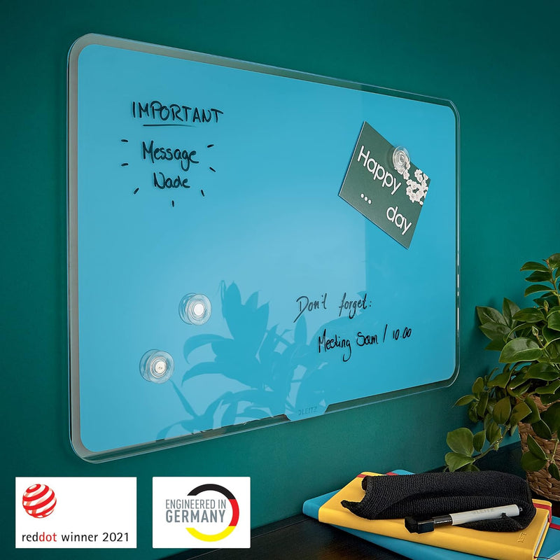 Leitz magnetisches Whiteboard aus Glas, 800 x 600, Sanftes Blau, Cosy-Serie, 70430061 800 x 600mm Sa