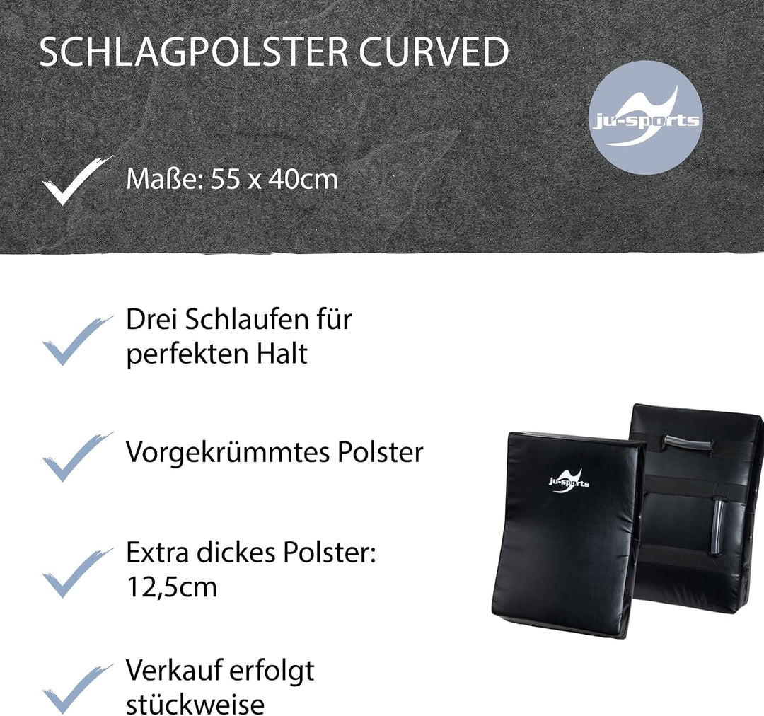 Ju-Sports Schlagpolster Kampfsport Curved I Pratze aus Kunstleder zum Trainieren von Kicks im Taekwo