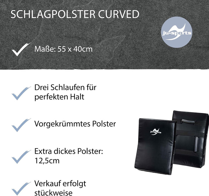 Ju-Sports Schlagpolster Kampfsport Curved I Pratze aus Kunstleder zum Trainieren von Kicks im Taekwo