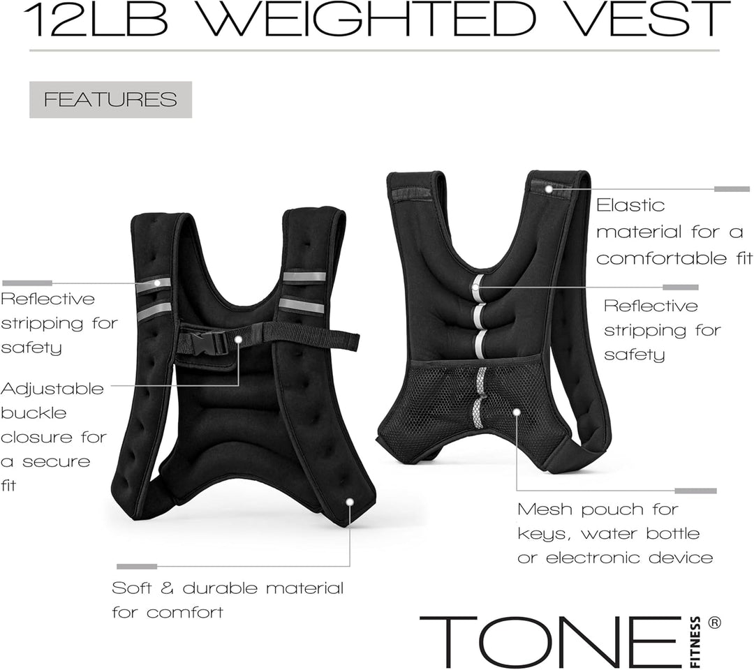 Tone Fitness Gewichtsweste, 5,4 kg 5,4 kg, Schwarz, 5,4 kg, Schwarz