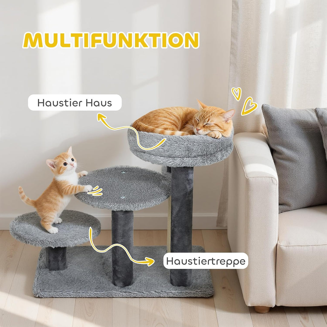 PawHut Katzentreppe 3-stufige Haustiertreppe mit Bett Ball Hundetreppe Tiertreppe für Katzen bis 5 k