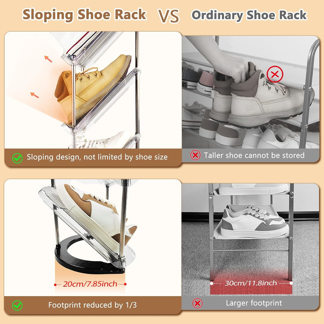 Schuhregal Schmal mit 5 Ebenen, Platzsparend Schräg Schuhablage, Schuhschrank Schuhaufbewahrung Shoe