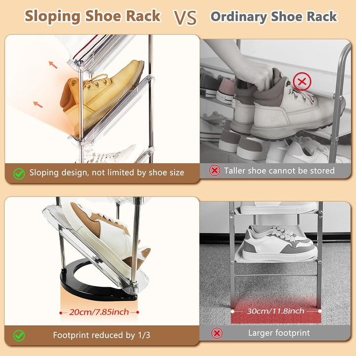 Schuhregal Schmal mit 5 Ebenen, Platzsparend Schräg Schuhablage, Schuhschrank Schuhaufbewahrung Shoe