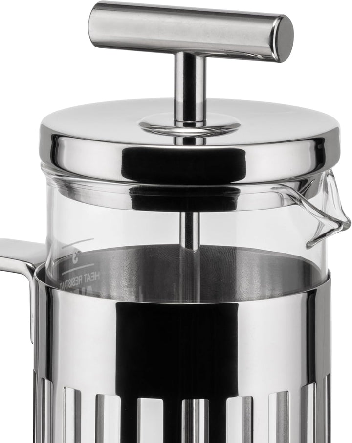 Alessi 9094/3 - Pressofilter aus Edelstahl 18/10 Glänzend Poliert und Hitzebeständigem Glas, 3 Tasse