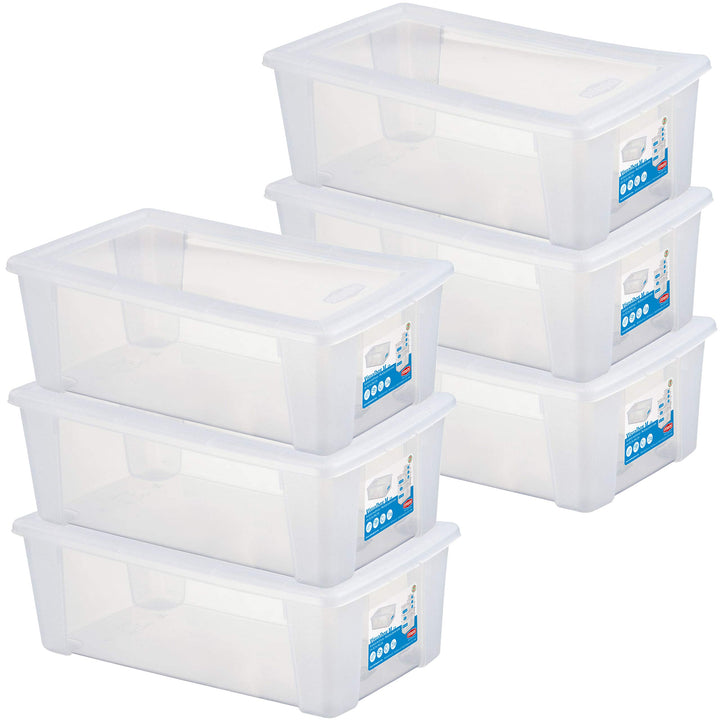 6 x Aufbewahrungsbox mit Deckel 5 Liter - 32x19x11 cm - transparent stapelbar LEBENSMITTELECHT - Sch