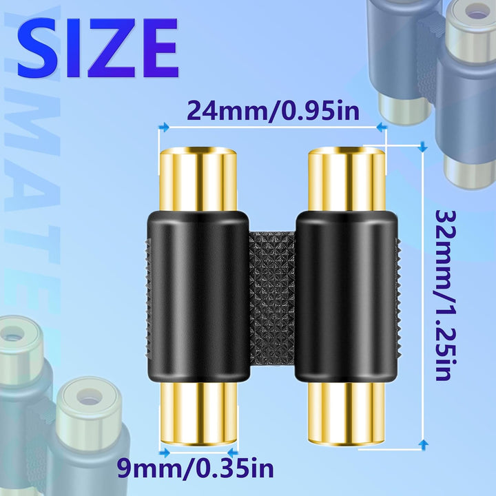 Cinch Koppler RCA Doppel Kupplung, 5 STK Cinch Buchse auf Buchse Kupplung 2 kanäle Adapterstecker Au