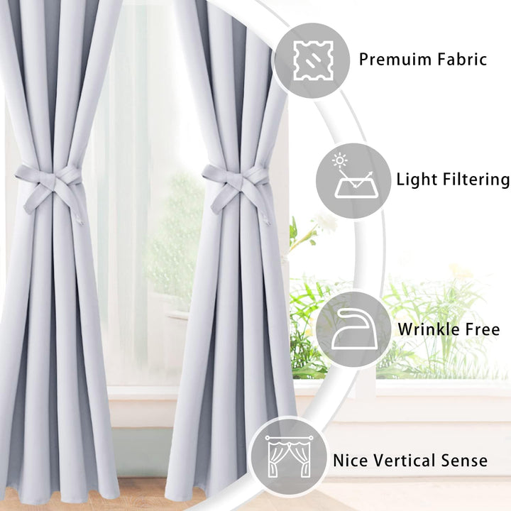 JIUZHEN Blickdicht Vorhänge Gardinen Ösenvorhang für Schlafzimmer Wohnzimmer,Grau Weiss Verdunkelung