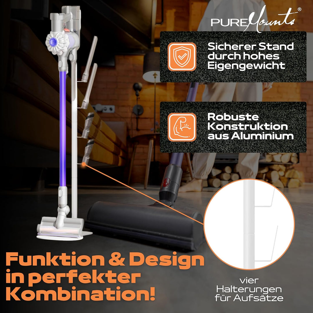 PureMounts Staubsauger Ständer Halterung universal kompatibel mit Dyson, Philips, Samsung, Bosch, Mi