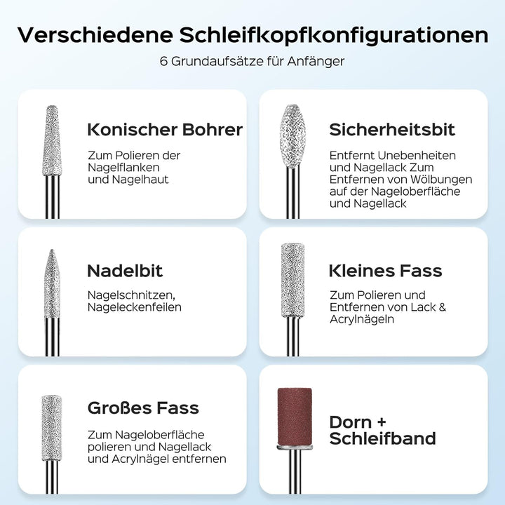 COSLUS Professionell Nagelfräser Kabellos Tragbar: Elektrische Nagelfeile Stufenlos mit Licht für Ge