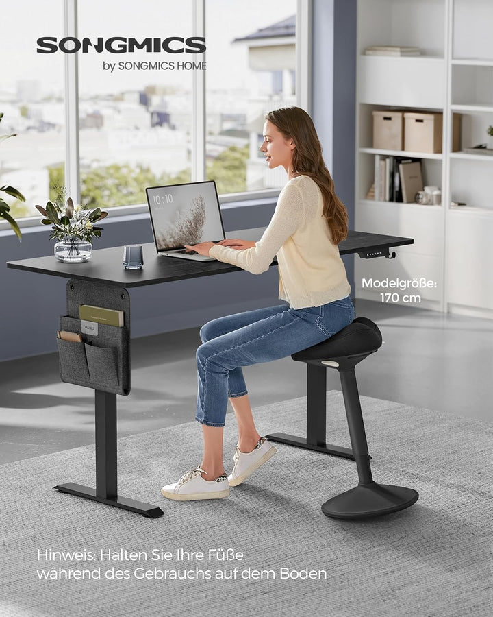 SONGMICS Hocker, Stehhocker um 360° neigbar, Schreibtischstuhl, höhenverstellbar 58-83 cm, grosser S