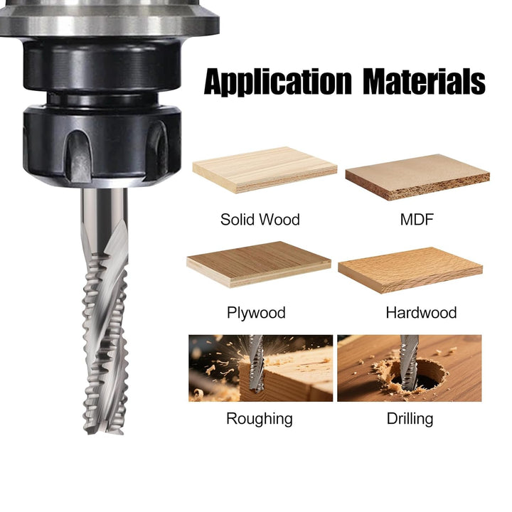 Hartmetall Schaftfräser 6mm, 22mm Schnittlänge，3 Zähne/3 Schneiden Schruppfräse CNC Fräser, HRC 55,