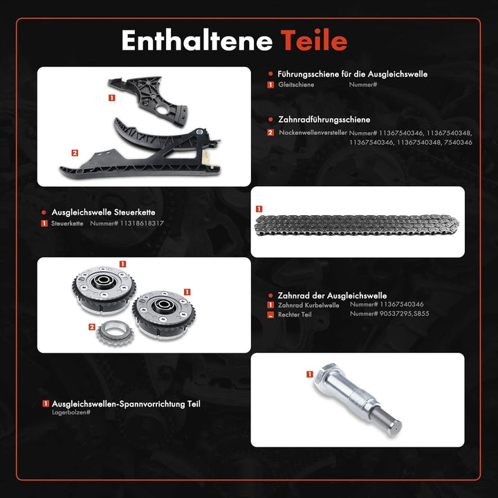 7x Steuerkettensatz für 1er E81 E87 E88 3er E90 E93 E92 E91 5er E60 Benzin 2006-2013 11367540346