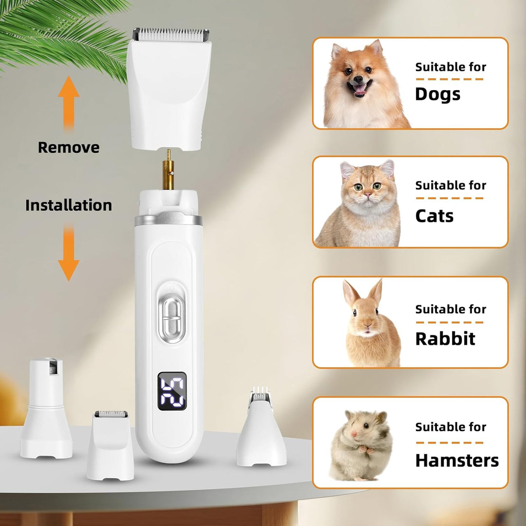 Hundeschermaschine,4 in 1 Leise Tierhaarschneidemaschine,Profi Schermaschine Hund Katze mit LED-Anze