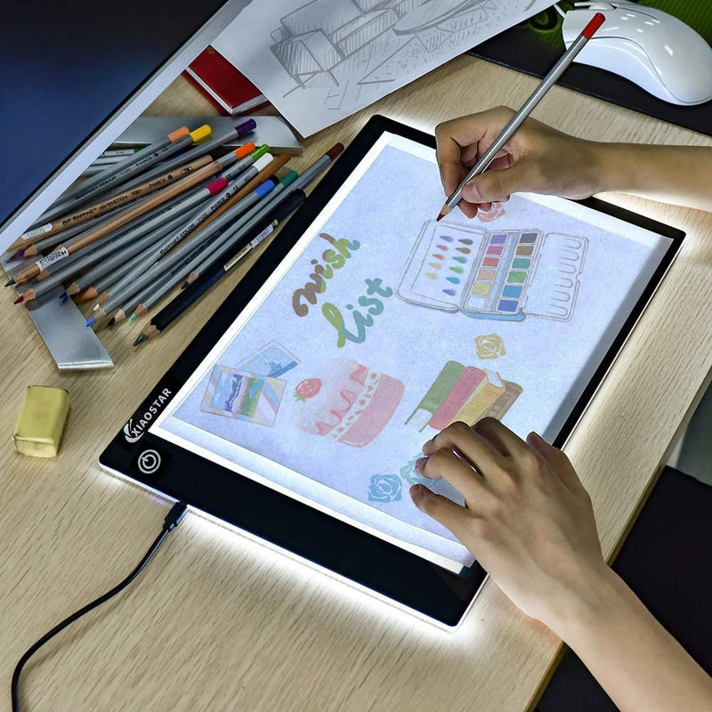 XIAOSTAR A4 beleuchtetes Tablet Kopiertafel mit LED A4, super dünn, für Zeichentafel mit USB-Kabel m
