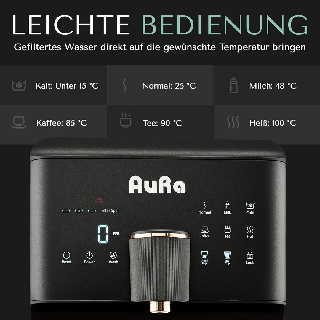AuRa Osmoseanlage Trinkwasser [Ohne Tank] - Platzsparender Wasserfilter für reines Wasser, Heisswass