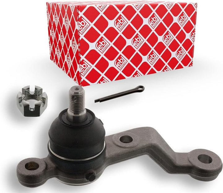 febi bilstein 43026 Traggelenk mit Kronenmutter und Splint , 1 Stück Vorderachse links, Vorderachse