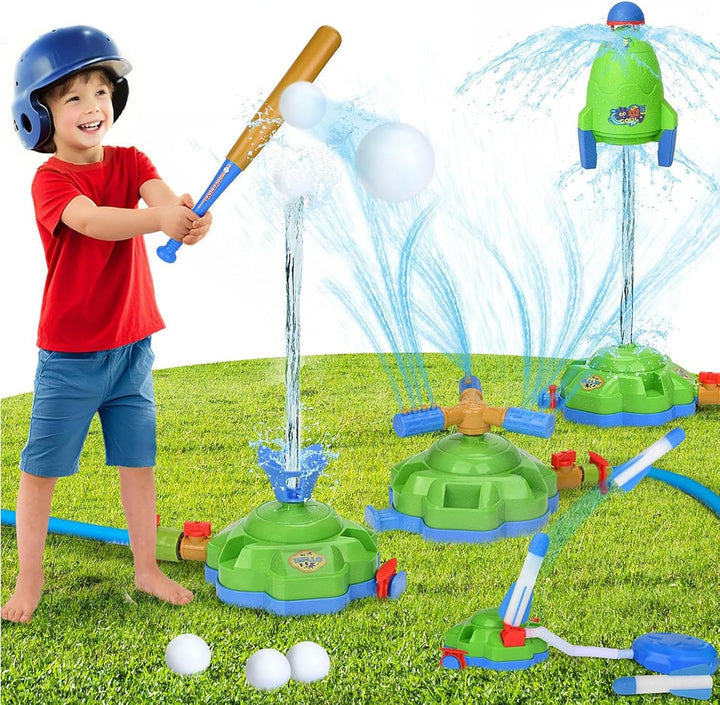 Wassersprinkler für Kinder,4-in-1 Sprenger Für Kinderspiel Draussen | Baseball Raketenstart Spielset