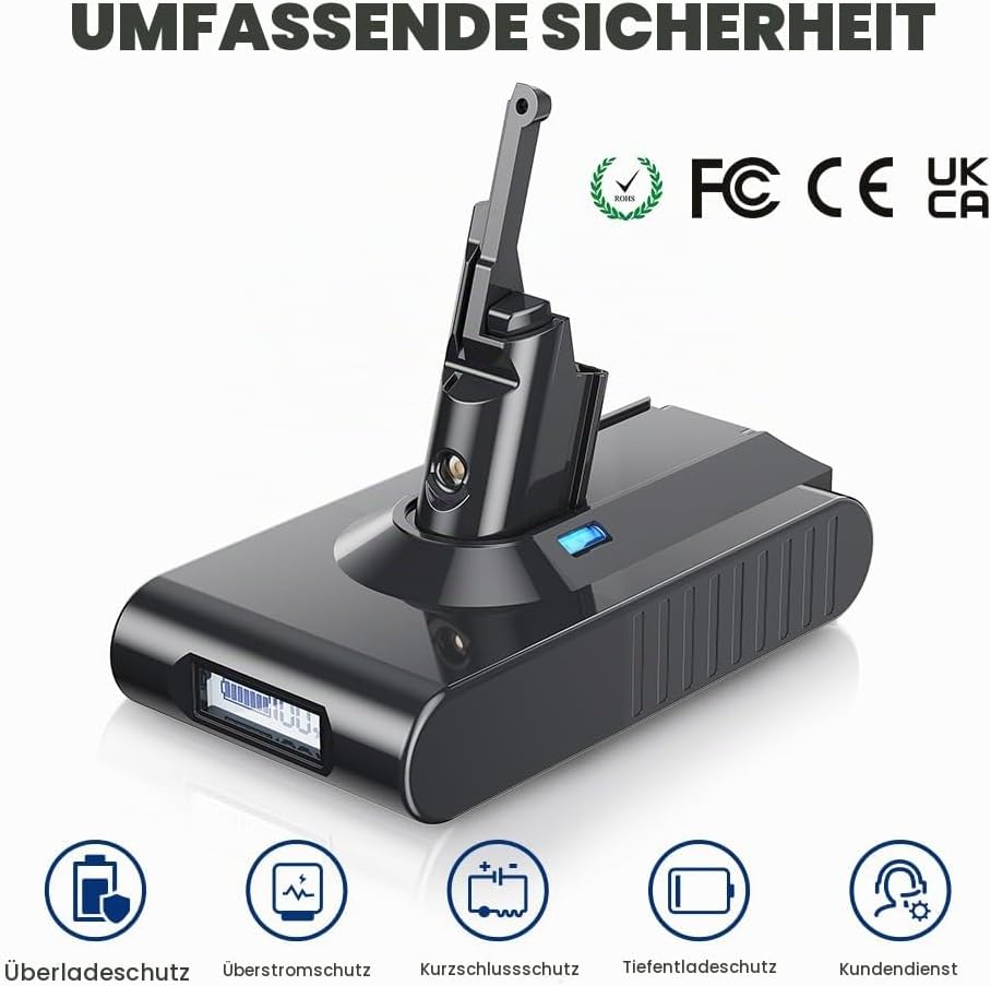 8000mAh/8.0Ah Ersatzakku für Dyson V8 Akku Li-Ionen Batterie für Dyson V8 Animal Absolute Fluffy Mot