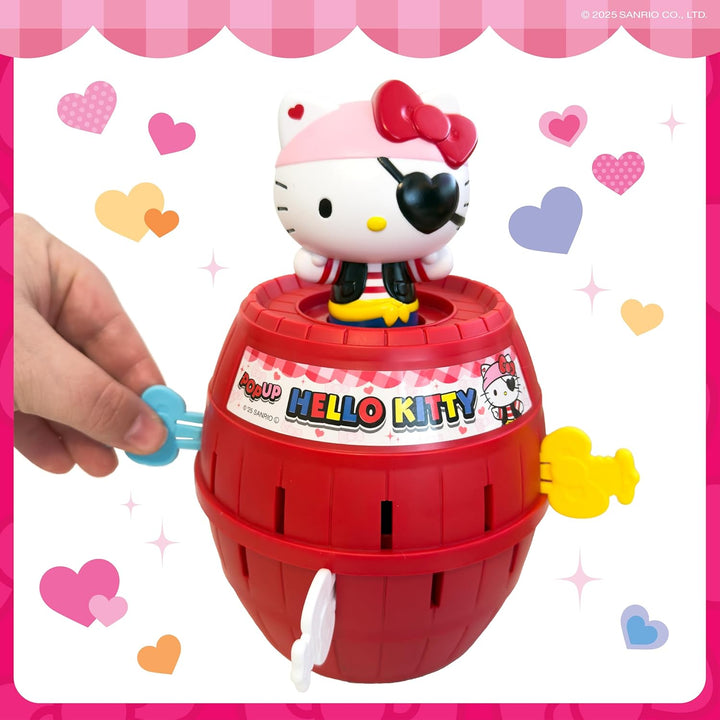 TOMY Pop Up Hello Kitty Spiel, Kinder-Actionspiel mit Schleifen, Überraschungs-Steckspiel, Lustiges
