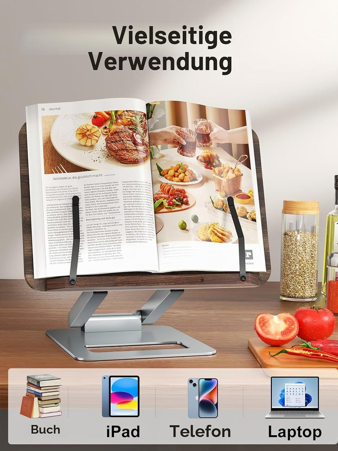 Tounee Buchständer, Teleskop-Buchhalterständer, höhenverstellbar, ausziehbares Design, ergonomischer