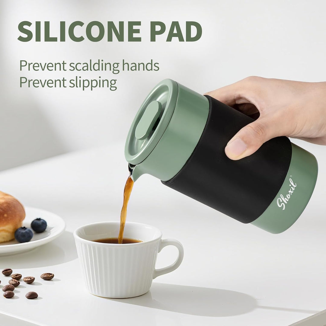 French Press – 350 ml Kaffeepresse aus Edelstahl, 2 Tassen Kaffeebereiter für gemahlenen Kaffee, tra