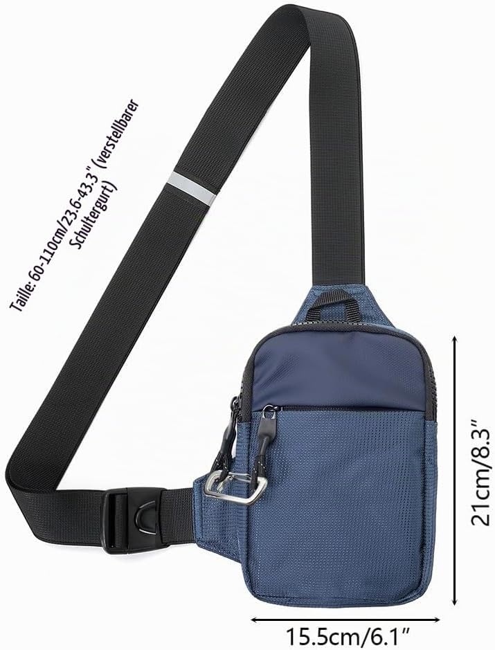 Sling Bag Umhängetasche Damen/Herren, Anti-Diebstahl Crossbody Tasche Dunkelblau, L, Dunkelblau, L