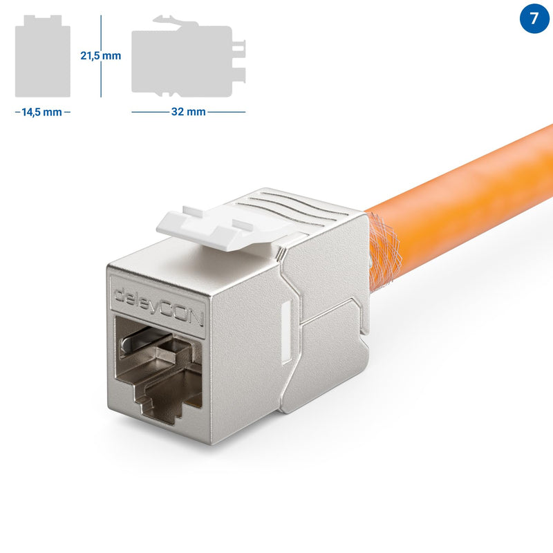 deleyCON 12x CAT6a MINI Keystone Jack Modul Patchkabel Netzwerkkabel Verbinder 30 mm (3 cm) Lang STP