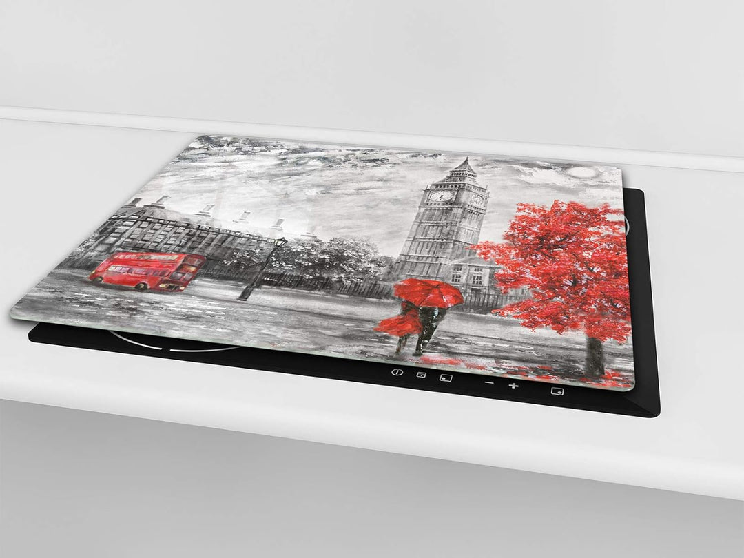 Küchenbrett aus Hartglas und Induktionskochplattenabdeckung – Schneideplatten SINGLE mit 60 x 52 cm
