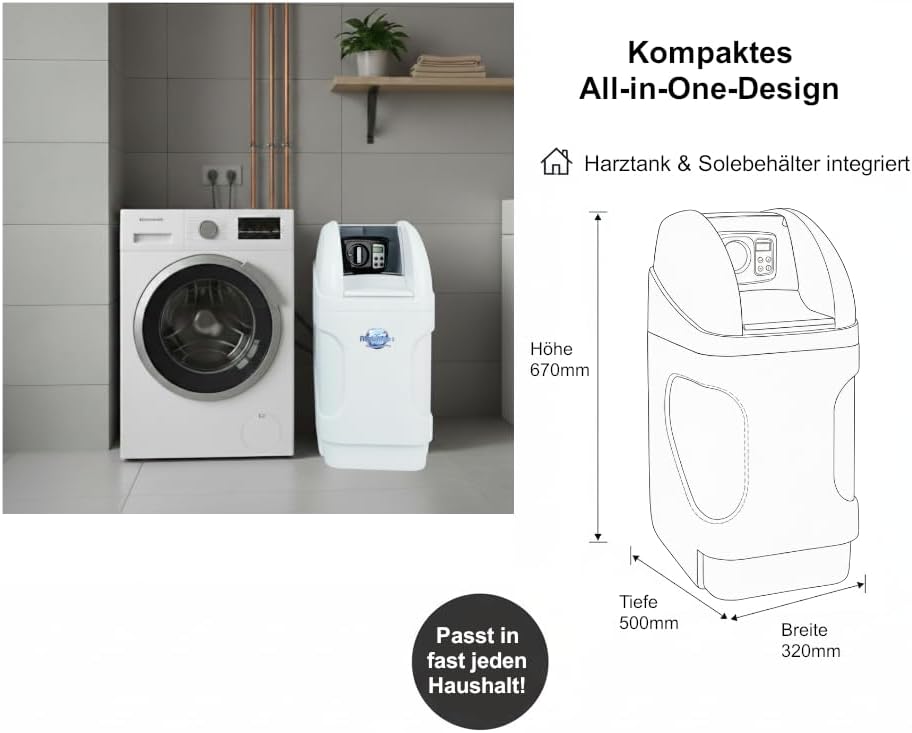 Wasserenthärtungsanlage Aquintos MKB32 Eco-Line | Anschlussset wählbar (Mit Anschlussset 3), Mit Ans