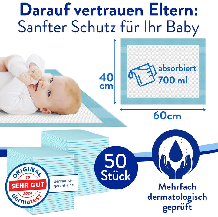 Hautfreundliche Wickelunterlagen einweg 40 x 60 cm DERMATEST SEHR GUT saugstarke einweg wickelunterl