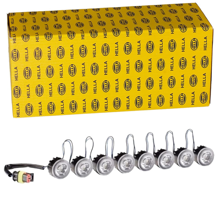 HELLA - LED-Tagfahrleuchtensatz - LEDayFlex - 24/12V - rund - Einbau - Lichtscheibenfarbe: glasklar