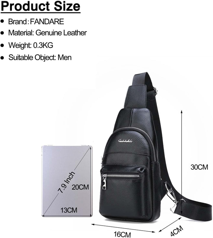 FANDARE Retro Brusttasche Ultraleicht Schultertasche Herren Sling Bag Geschäft Chest Bag Umhängetasc