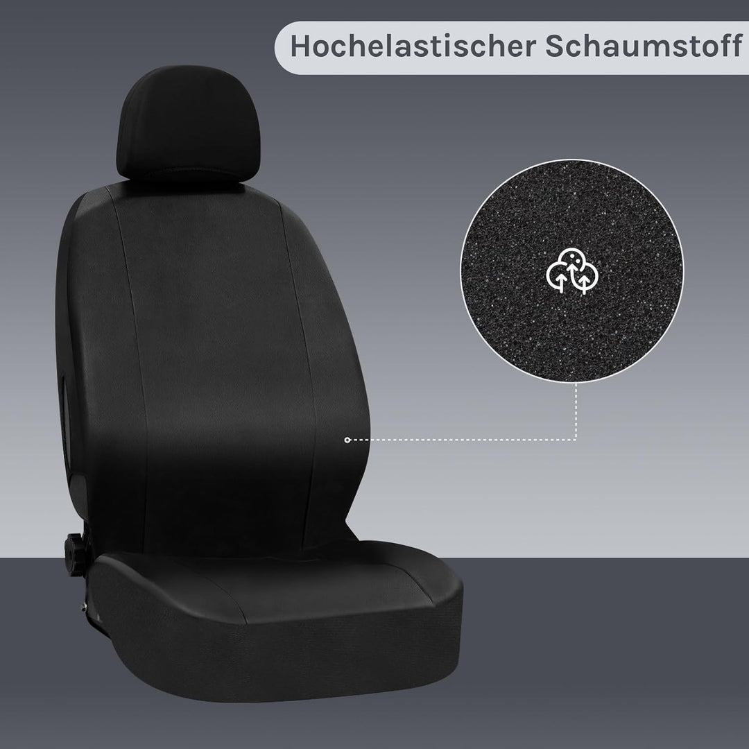 WOLTU Auto Sitzbezüge universal Grösse, 1+2 Sitzbezug Schonbezüge aus Kunstleder schwarz, Schwarz