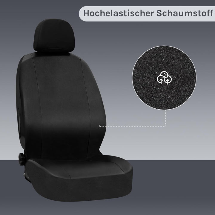 WOLTU Auto Sitzbezüge universal Grösse, 1+2 Sitzbezug Schonbezüge aus Kunstleder schwarz, Schwarz