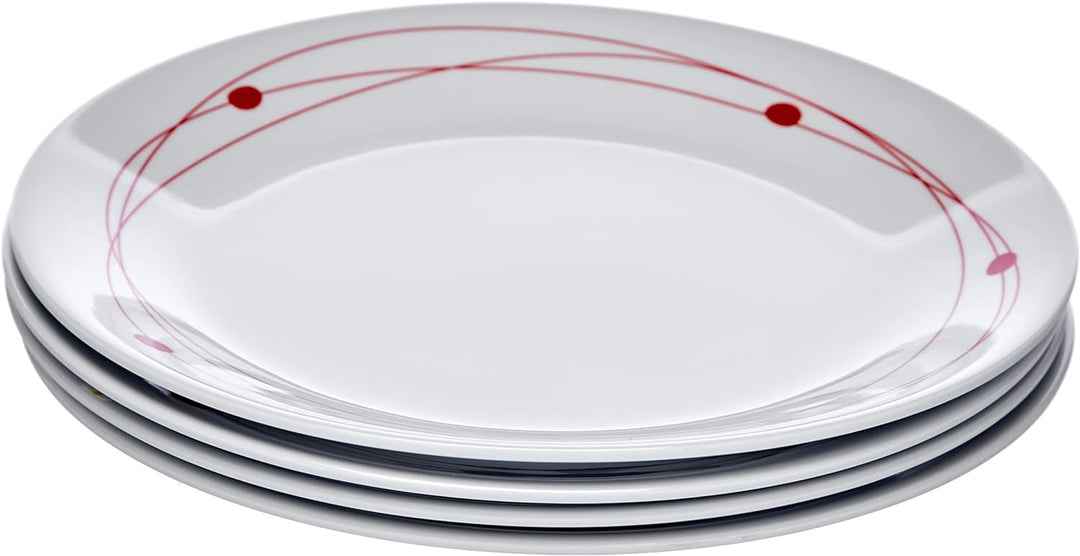 BRUNNER Melamin-Set, kosmisch, 16 Stück Rutschfest Weiss/Rot, Weiss/Rot