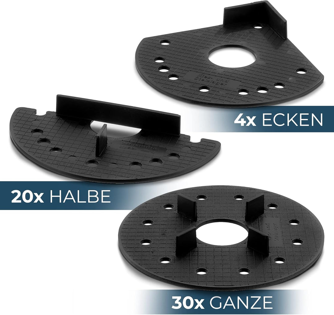QUICK2FIX® Splittbettlager SET- Sandbettlager - Kiesbettlager - SET - (30 x Ganze + 20 x Halbe + 4 x