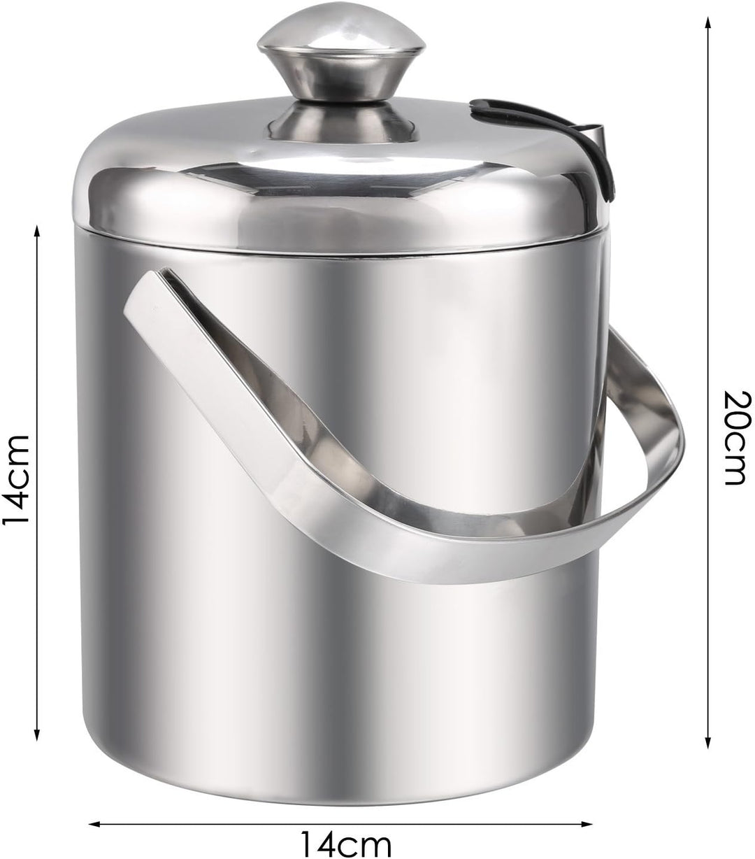 Sailnovo Eiseimer Eisbehälter sektkühler eiswürfelbehälter mit Zange und Deckel Edelstahl 1.2L, 1.2L