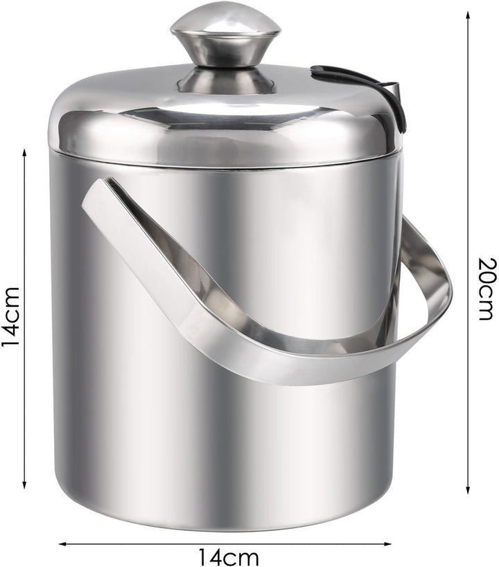 Sailnovo Eiseimer Eisbehälter sektkühler eiswürfelbehälter mit Zange und Deckel Edelstahl 1.2L, 1.2L