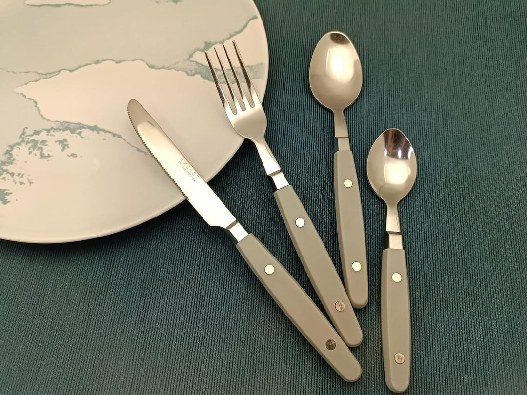 EXZACT Besteckset 24-teilig Edelstahl - mit Niet-Bastelgriffen/Besteck im Retro-Stil - 6 x Essgabeln