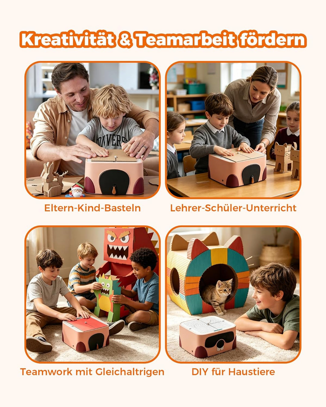 Kartonschneider für Kinder ab 5 Jahren – Kindersicheres Bastelwerkzeug für kreatives DIY, Ohne Schar