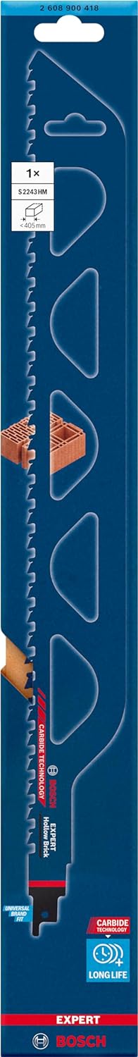 Bosch Professional 1x Expert ‘Hollow Brick’ S 2243 HM Säbelsägeblatt (für Planziegel, Länge 455 mm,
