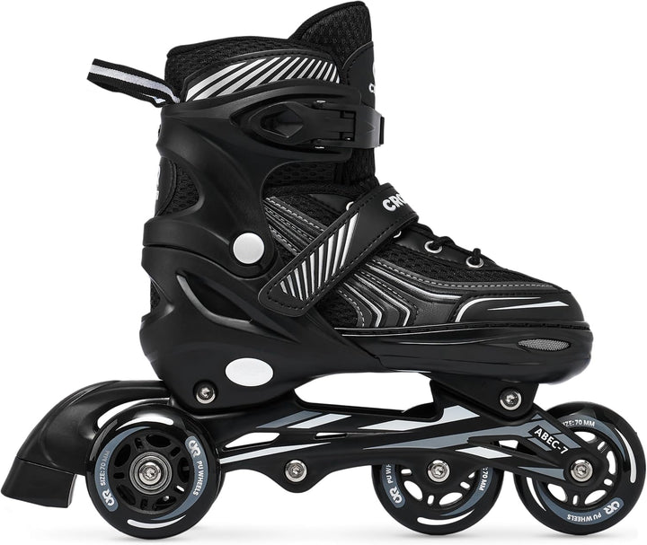 Optima Inline Skates Inliner für Kinder Erwachsene verstellbar 39-42 (24cm-26,5cm) Schwarz, 39-42 (2