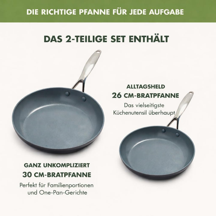 GreenPan Valencia Pro Harteloxierte Gesunde Keramik Anti-Stick 26 cm & 30 cm Bratpfannen-Set, PFAS-f