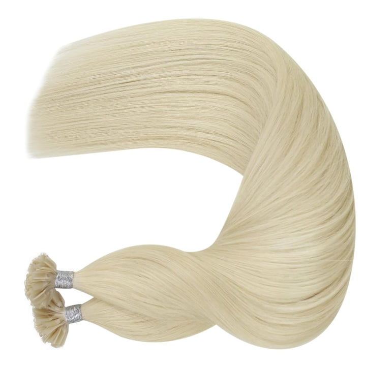 Moresoo Extensions Echthaar Bondings Blond 1g Remy Keratin Echthaar Bondings Extensions U Tip Platin